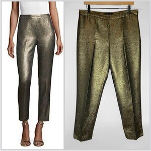 St. John Emma High Rise Metallic Gold Ankle Pants Size 10
